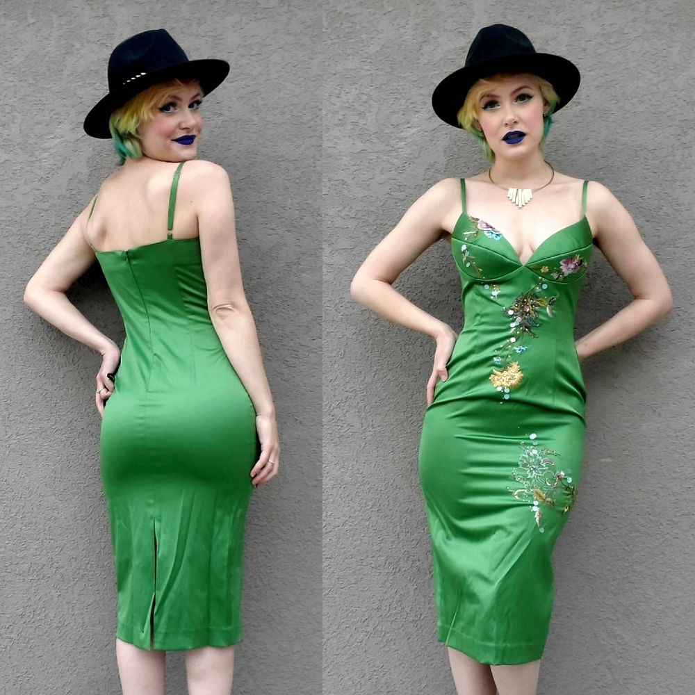 Julian Joyce Green Mandalay Bodycon Wiggle Dress